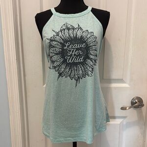 Green Sleeveless Graphic Tank Top Relaxed Fit